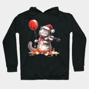 Cat Christmas violin Hoodie